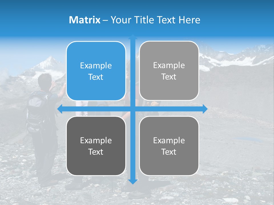 Group Of Hikers Enjoying Beautiful Landscape Of Swiss Alps PowerPoint Template