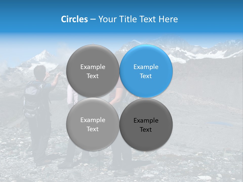 Group Of Hikers Enjoying Beautiful Landscape Of Swiss Alps PowerPoint Template