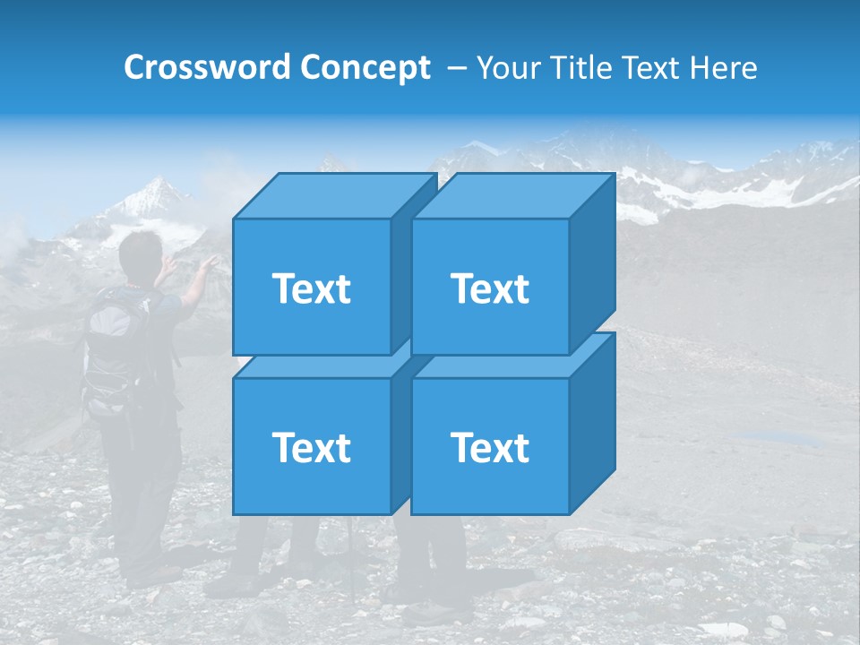 Group Of Hikers Enjoying Beautiful Landscape Of Swiss Alps PowerPoint Template