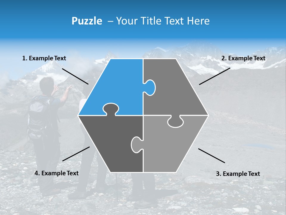 Group Of Hikers Enjoying Beautiful Landscape Of Swiss Alps PowerPoint Template