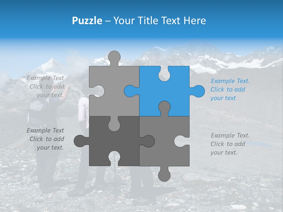 Group Of Hikers Enjoying Beautiful Landscape Of Swiss Alps PowerPoint Template