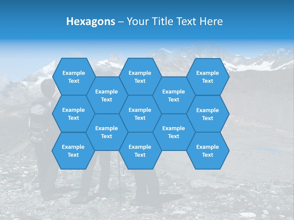 Group Of Hikers Enjoying Beautiful Landscape Of Swiss Alps PowerPoint Template