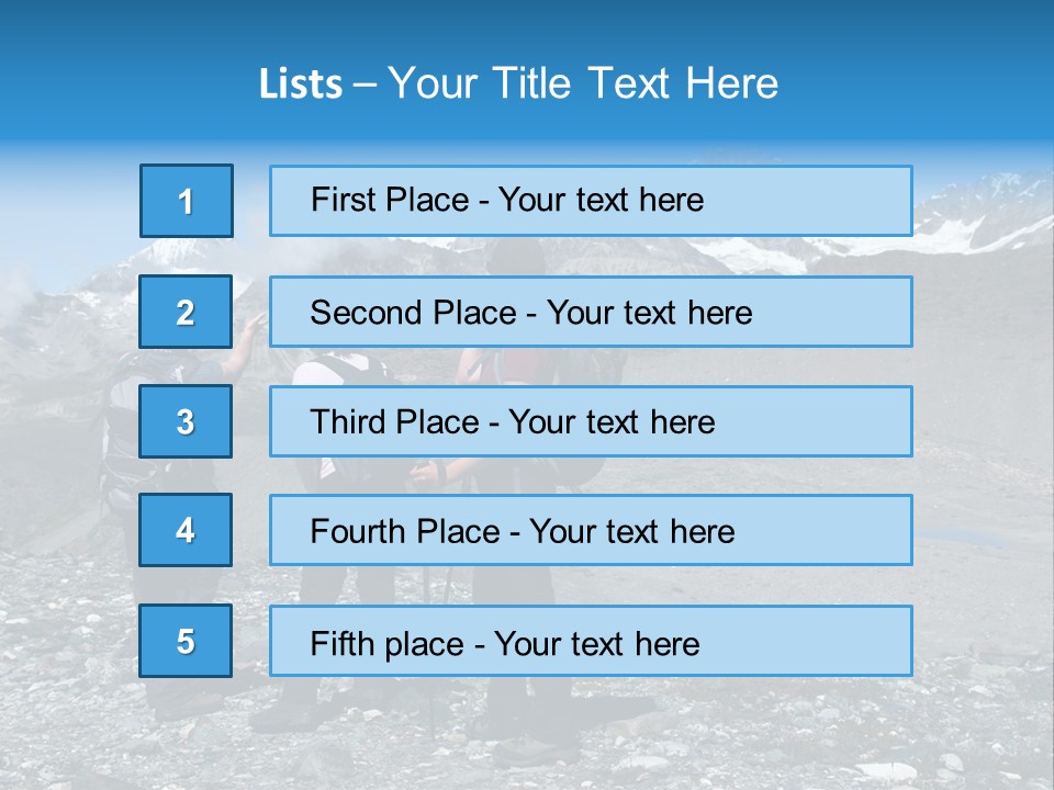 Group Of Hikers Enjoying Beautiful Landscape Of Swiss Alps PowerPoint Template