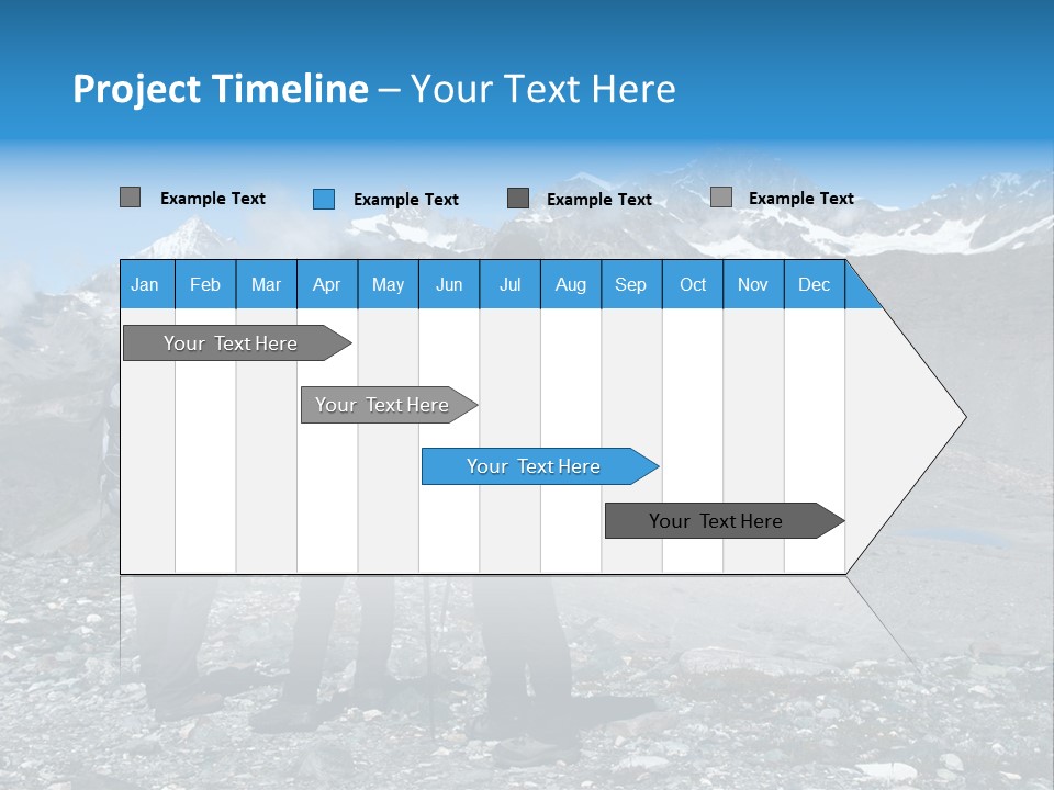 Group Of Hikers Enjoying Beautiful Landscape Of Swiss Alps PowerPoint Template
