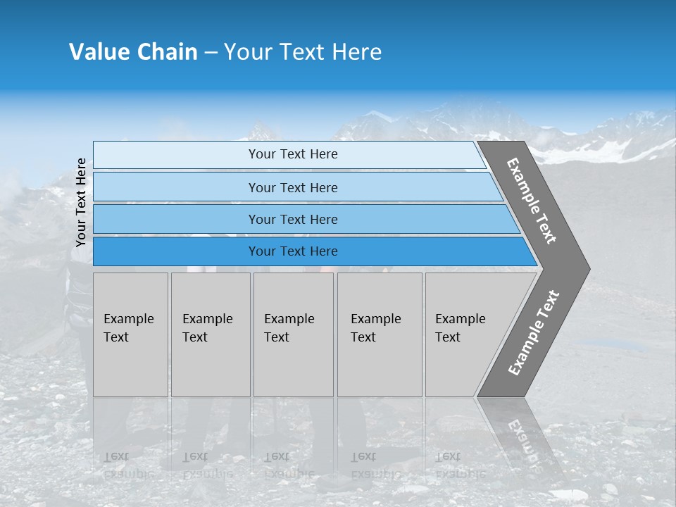 Group Of Hikers Enjoying Beautiful Landscape Of Swiss Alps PowerPoint Template