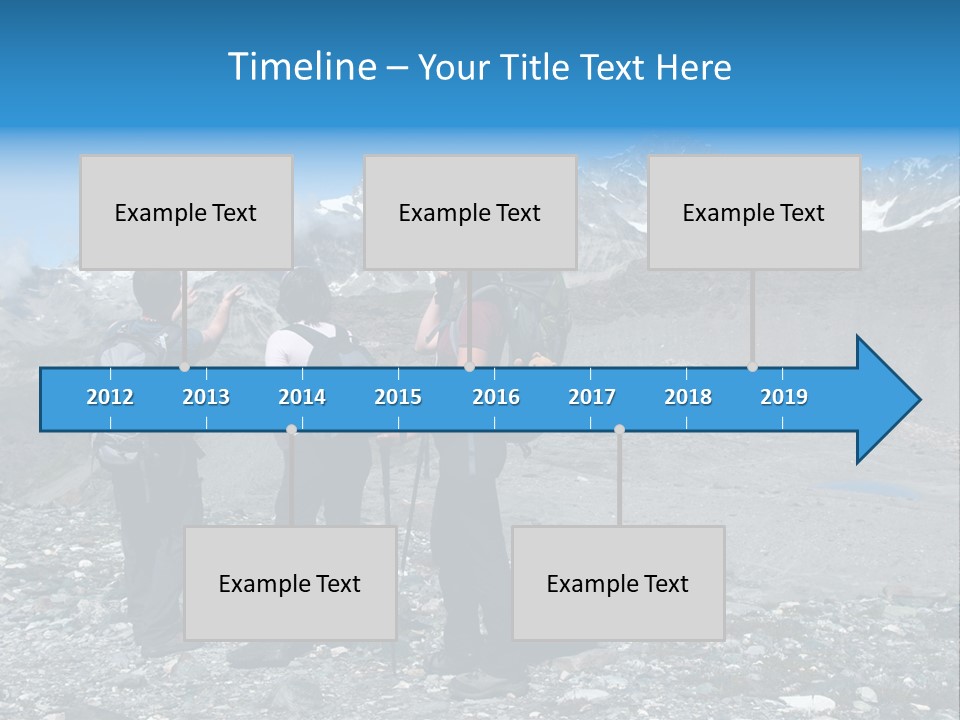 Group Of Hikers Enjoying Beautiful Landscape Of Swiss Alps PowerPoint Template