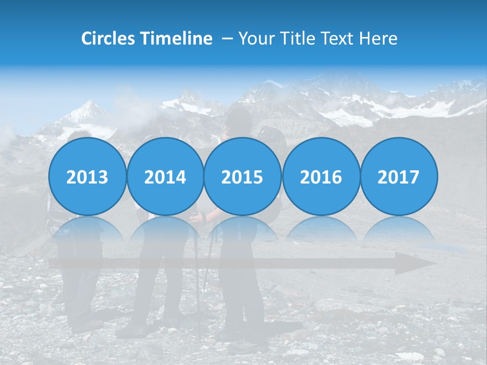 Group Of Hikers Enjoying Beautiful Landscape Of Swiss Alps PowerPoint Template