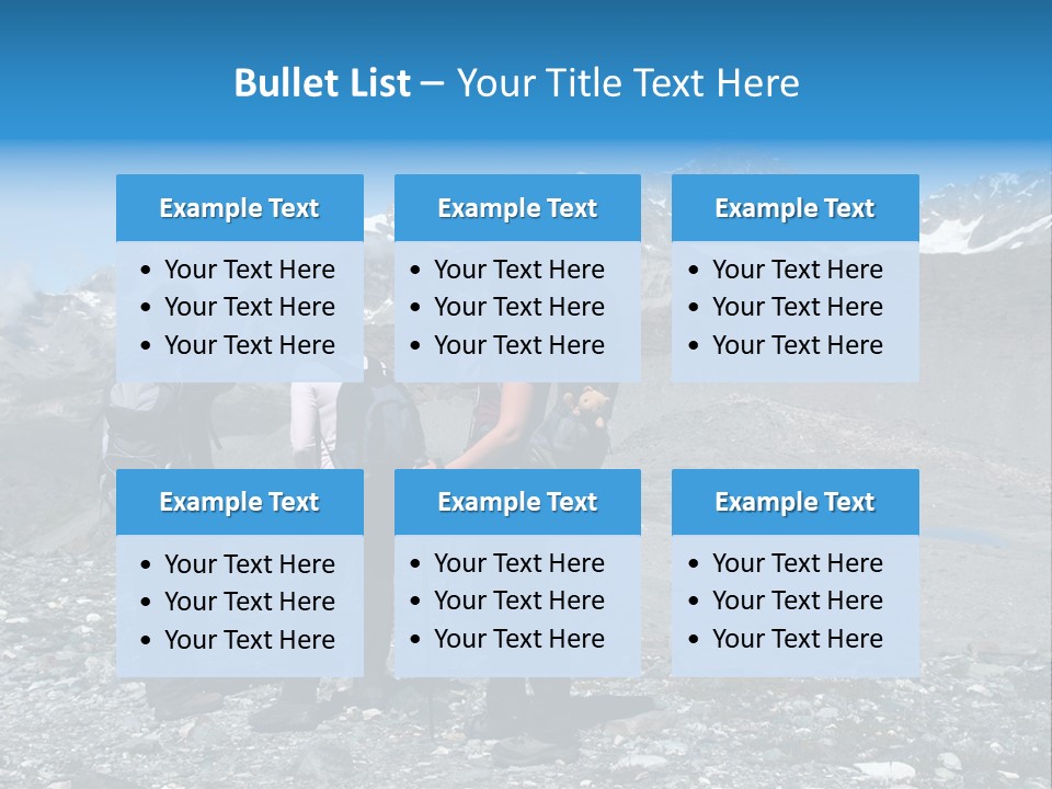 Group Of Hikers Enjoying Beautiful Landscape Of Swiss Alps PowerPoint Template