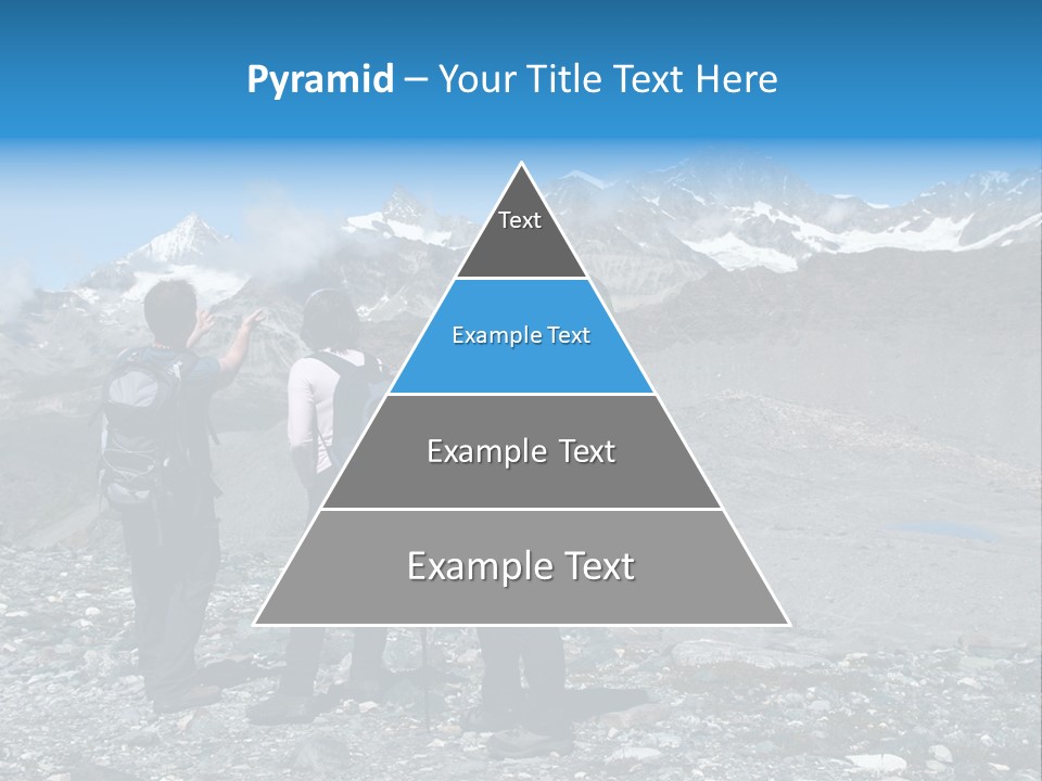 Group Of Hikers Enjoying Beautiful Landscape Of Swiss Alps PowerPoint Template