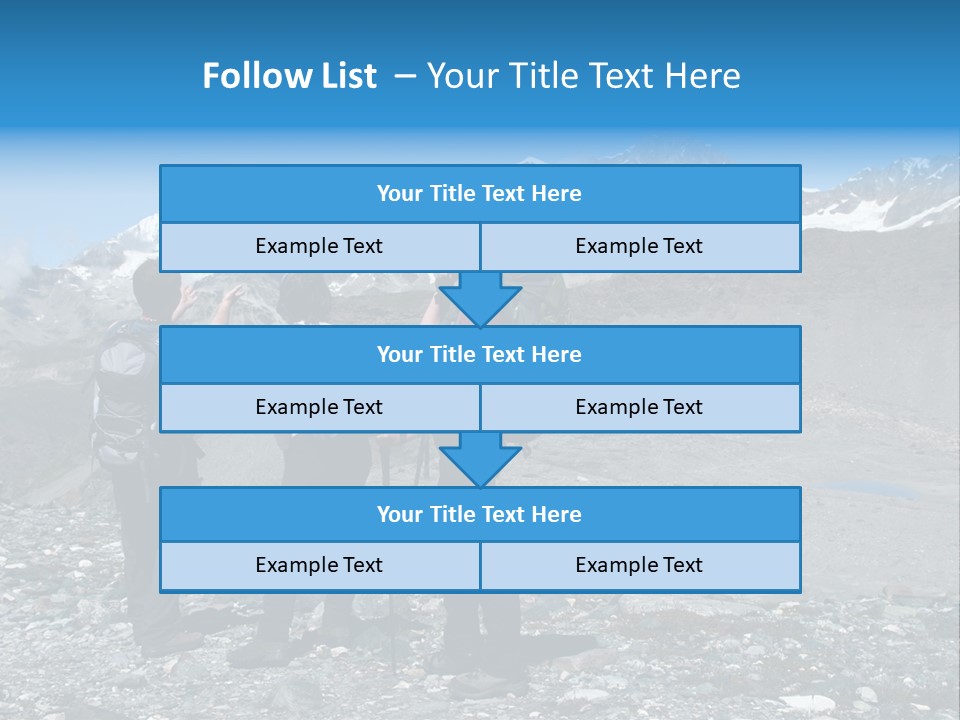 Group Of Hikers Enjoying Beautiful Landscape Of Swiss Alps PowerPoint Template