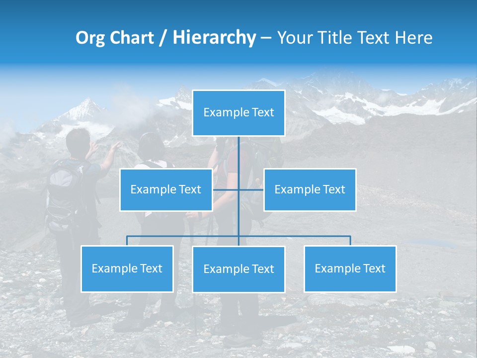 Group Of Hikers Enjoying Beautiful Landscape Of Swiss Alps PowerPoint Template