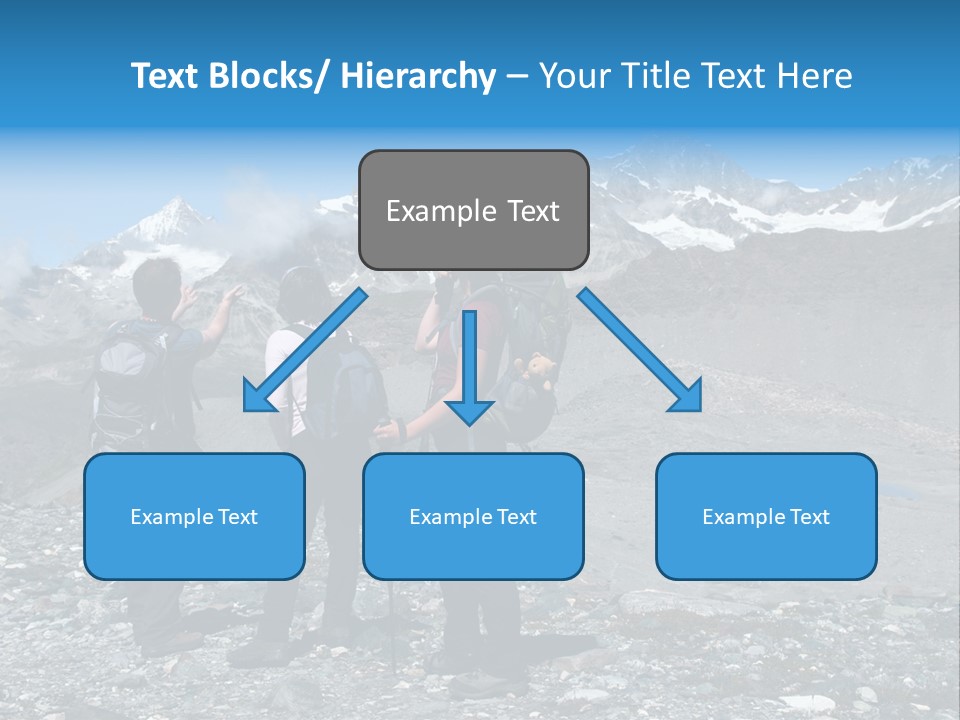 Group Of Hikers Enjoying Beautiful Landscape Of Swiss Alps PowerPoint Template