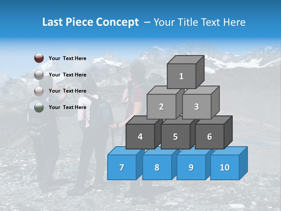 Group Of Hikers Enjoying Beautiful Landscape Of Swiss Alps PowerPoint Template