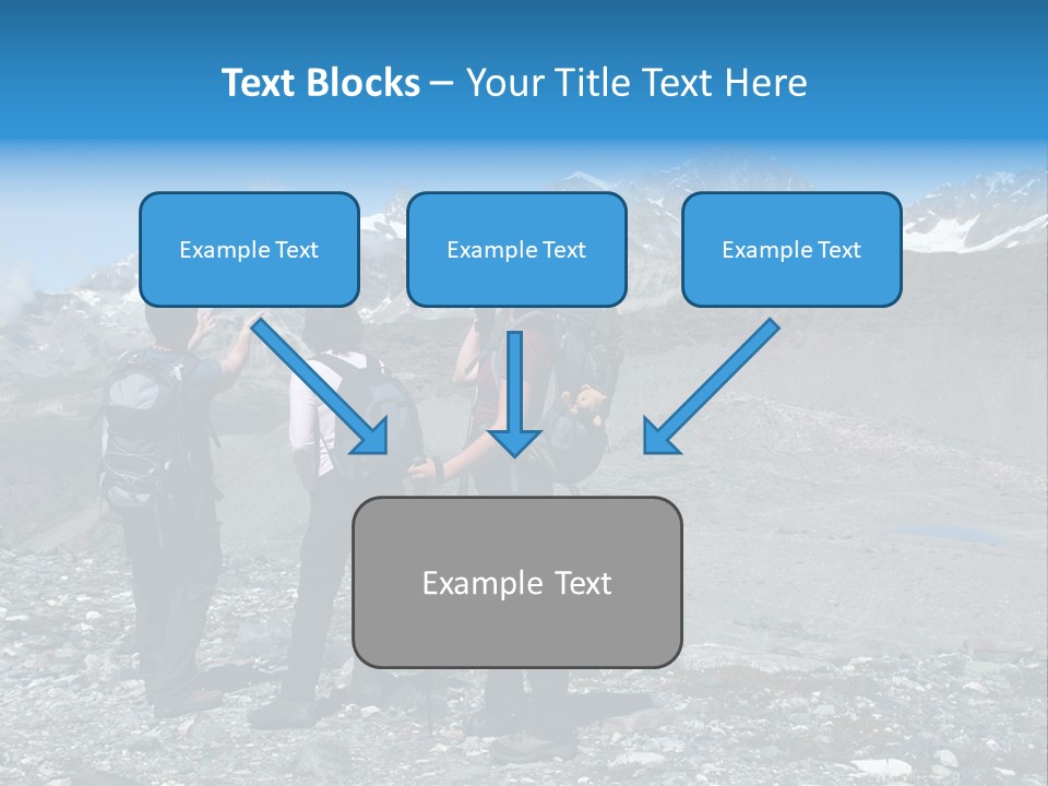 Group Of Hikers Enjoying Beautiful Landscape Of Swiss Alps PowerPoint Template