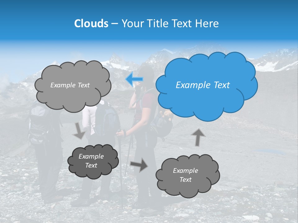 Group Of Hikers Enjoying Beautiful Landscape Of Swiss Alps PowerPoint Template