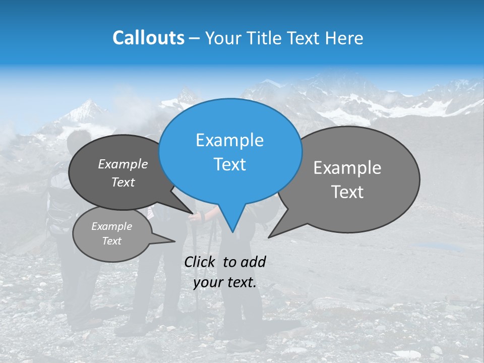 Group Of Hikers Enjoying Beautiful Landscape Of Swiss Alps PowerPoint Template