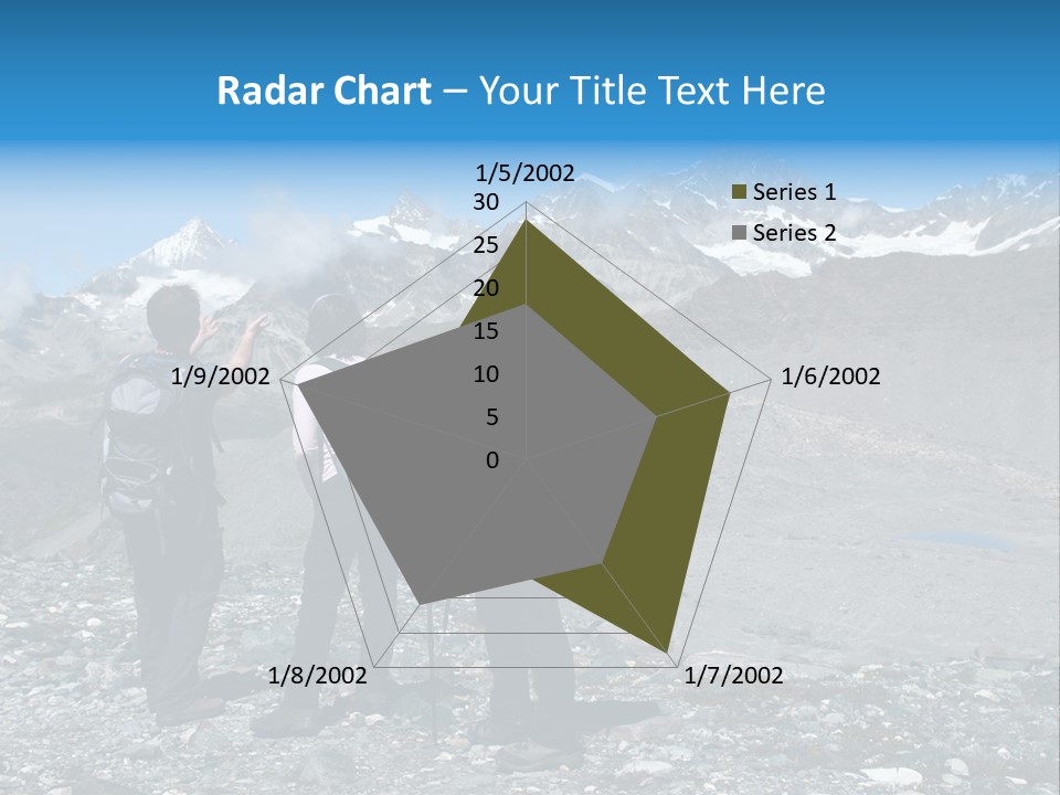 Group Of Hikers Enjoying Beautiful Landscape Of Swiss Alps PowerPoint Template