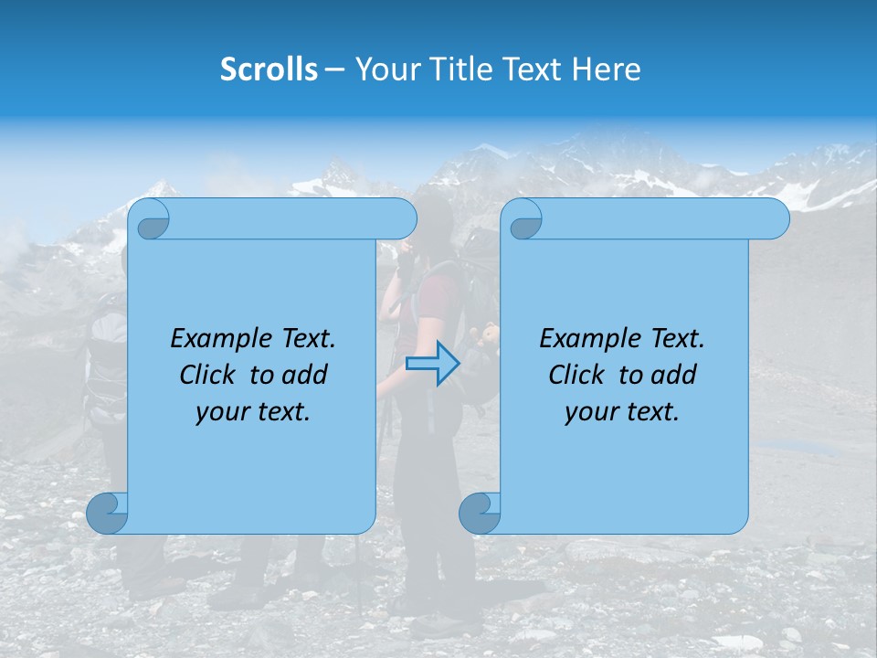 Group Of Hikers Enjoying Beautiful Landscape Of Swiss Alps PowerPoint Template