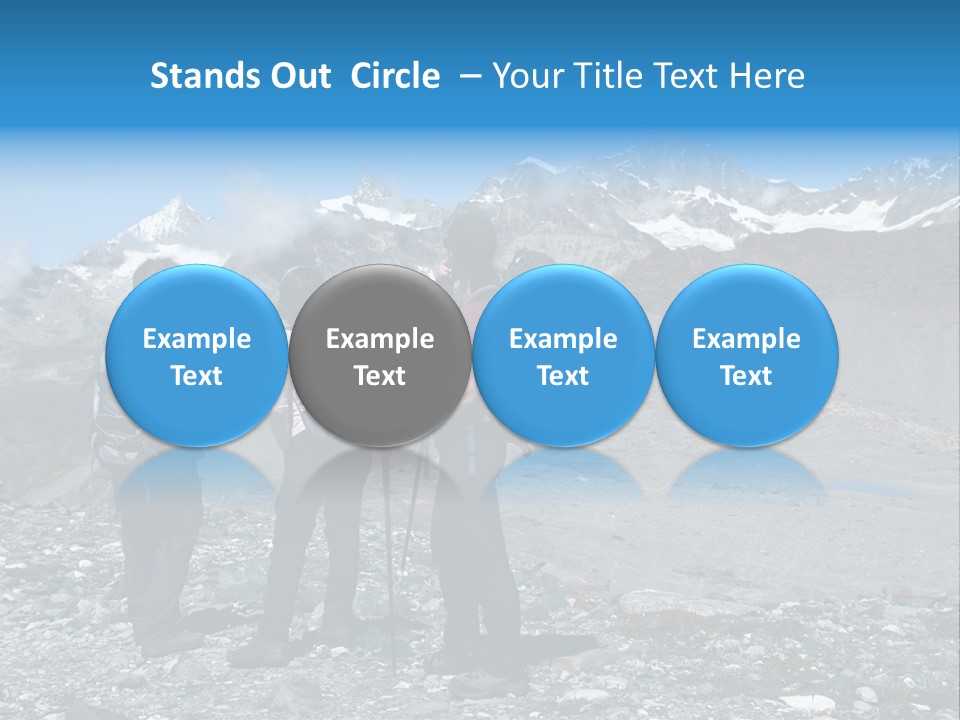 Group Of Hikers Enjoying Beautiful Landscape Of Swiss Alps PowerPoint Template