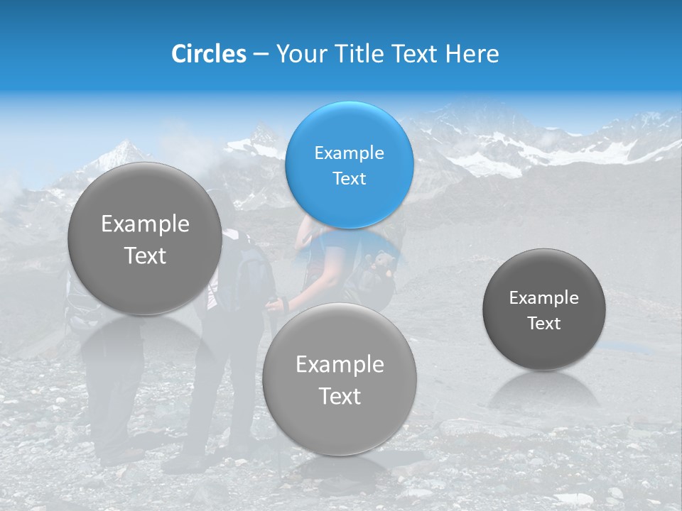 Group Of Hikers Enjoying Beautiful Landscape Of Swiss Alps PowerPoint Template