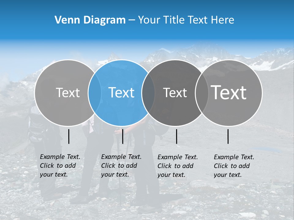 Group Of Hikers Enjoying Beautiful Landscape Of Swiss Alps PowerPoint Template