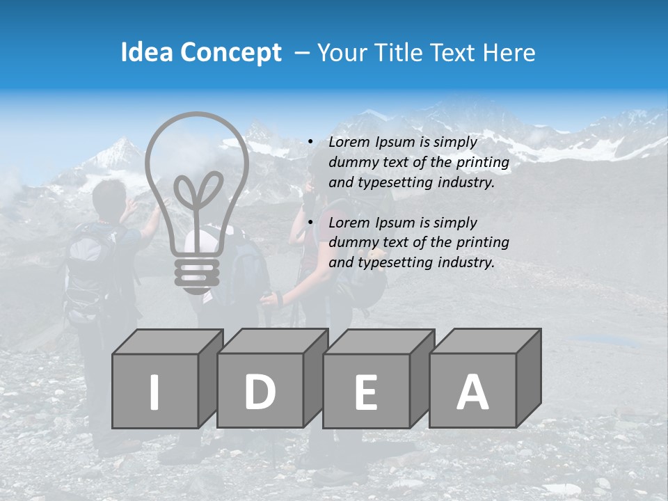 Group Of Hikers Enjoying Beautiful Landscape Of Swiss Alps PowerPoint Template