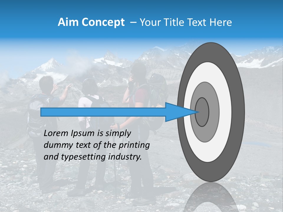 Group Of Hikers Enjoying Beautiful Landscape Of Swiss Alps PowerPoint Template