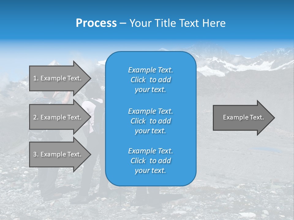 Group Of Hikers Enjoying Beautiful Landscape Of Swiss Alps PowerPoint Template