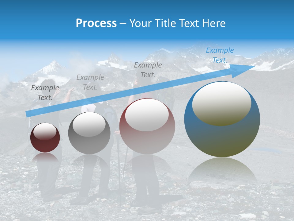 Group Of Hikers Enjoying Beautiful Landscape Of Swiss Alps PowerPoint Template