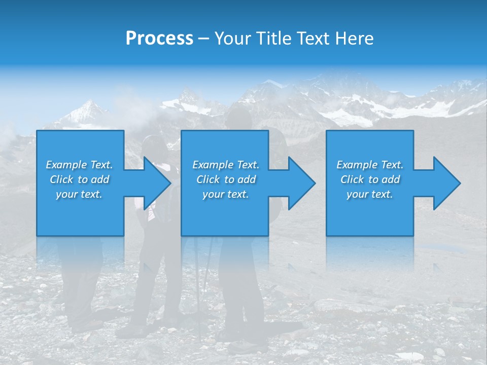 Group Of Hikers Enjoying Beautiful Landscape Of Swiss Alps PowerPoint Template