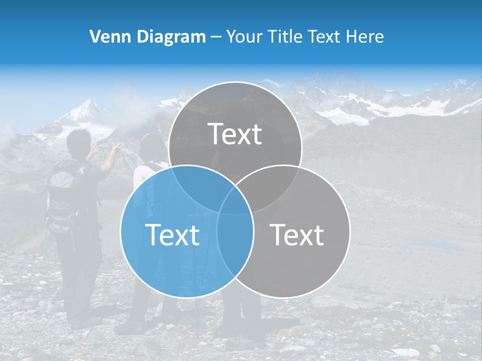 Group Of Hikers Enjoying Beautiful Landscape Of Swiss Alps PowerPoint Template