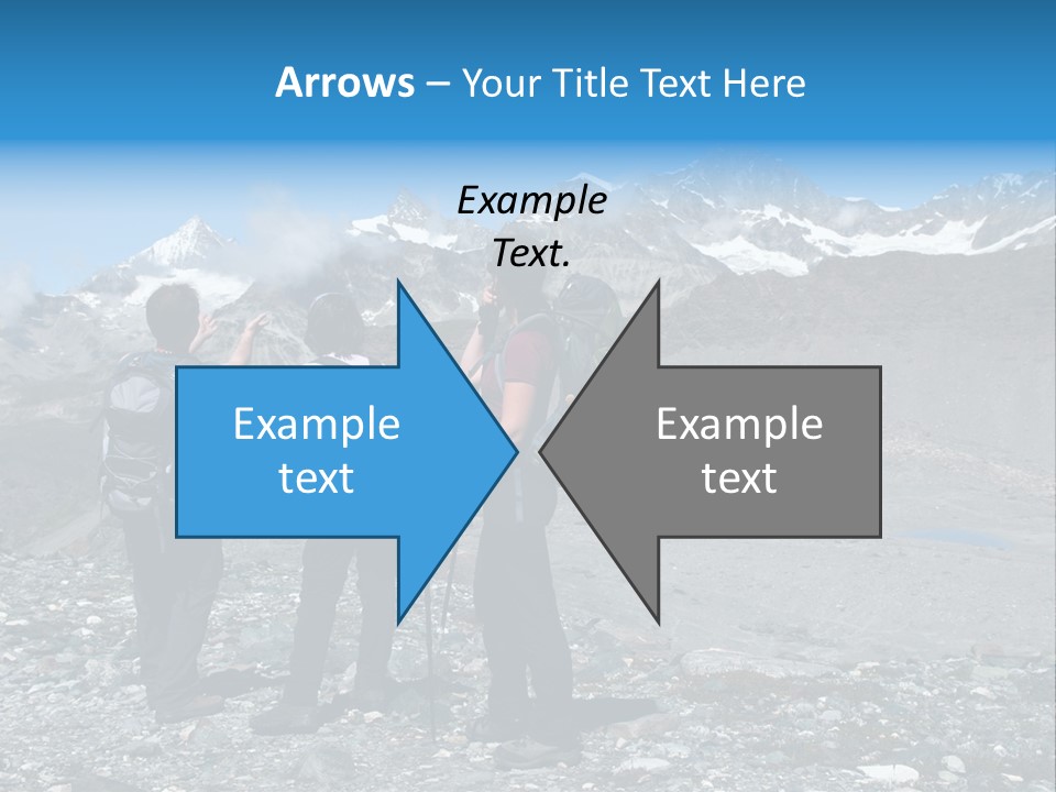 Group Of Hikers Enjoying Beautiful Landscape Of Swiss Alps PowerPoint Template