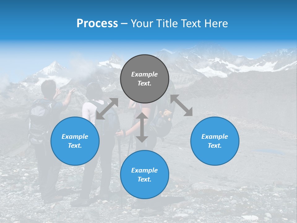 Group Of Hikers Enjoying Beautiful Landscape Of Swiss Alps PowerPoint Template