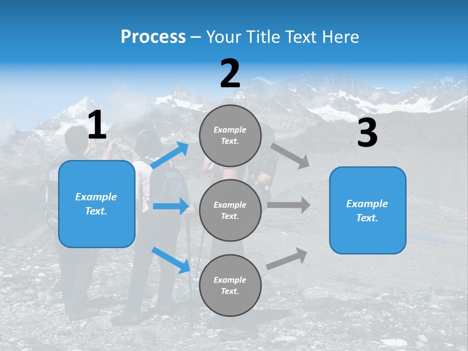 Group Of Hikers Enjoying Beautiful Landscape Of Swiss Alps PowerPoint Template