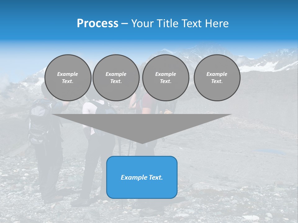 Group Of Hikers Enjoying Beautiful Landscape Of Swiss Alps PowerPoint Template