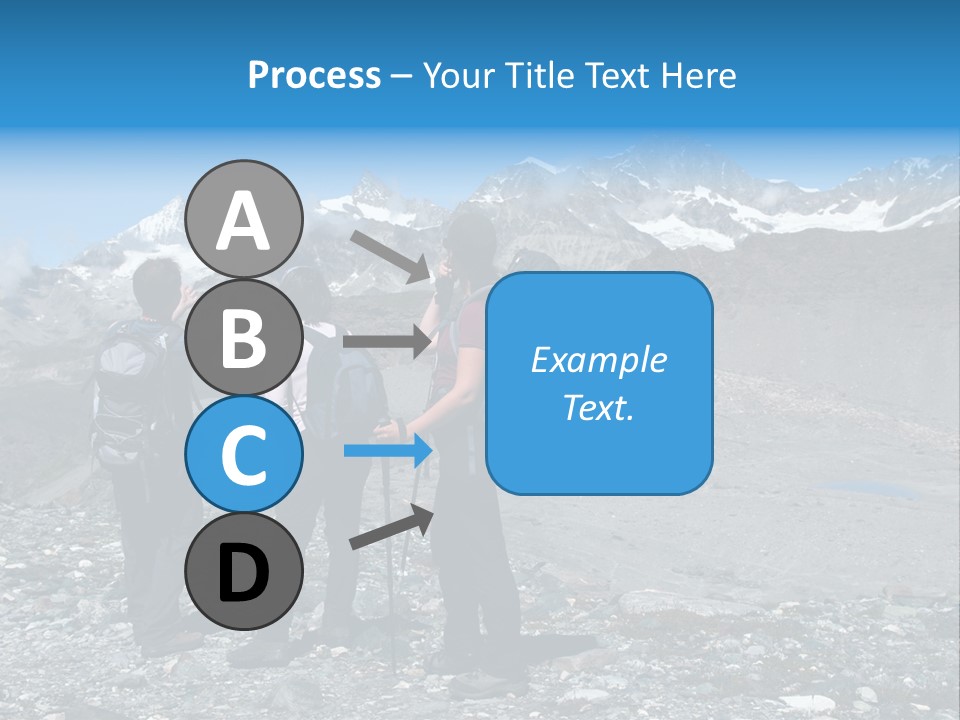 Group Of Hikers Enjoying Beautiful Landscape Of Swiss Alps PowerPoint Template