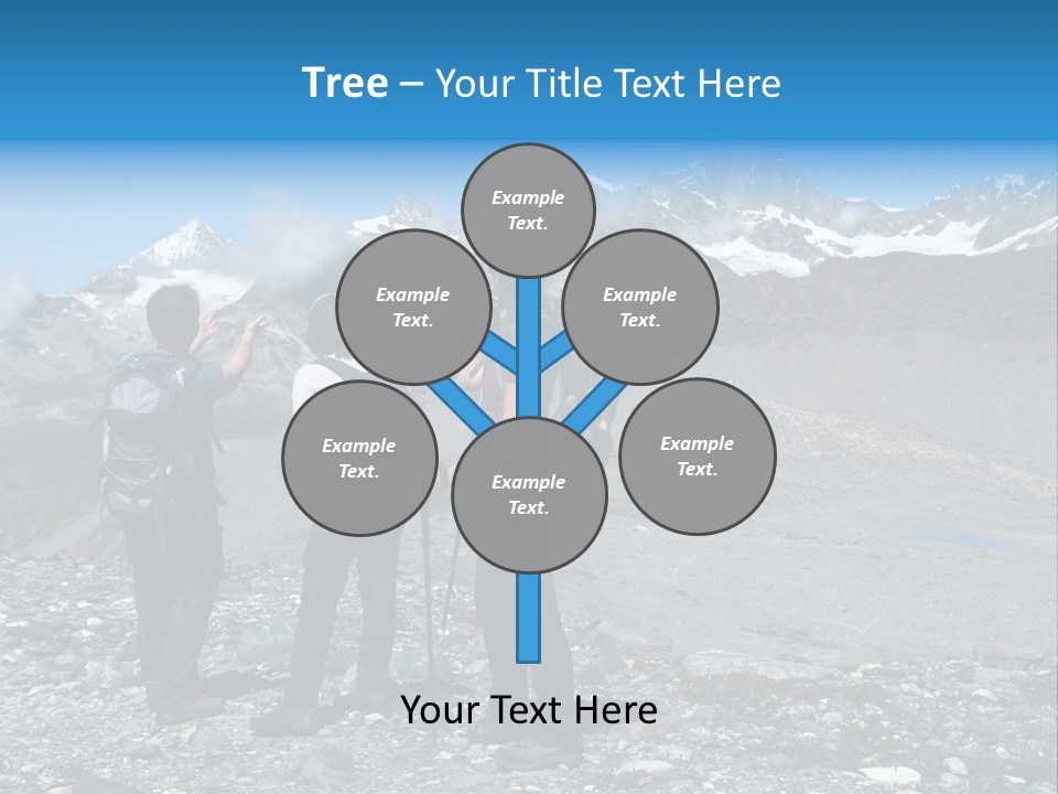 Group Of Hikers Enjoying Beautiful Landscape Of Swiss Alps PowerPoint Template