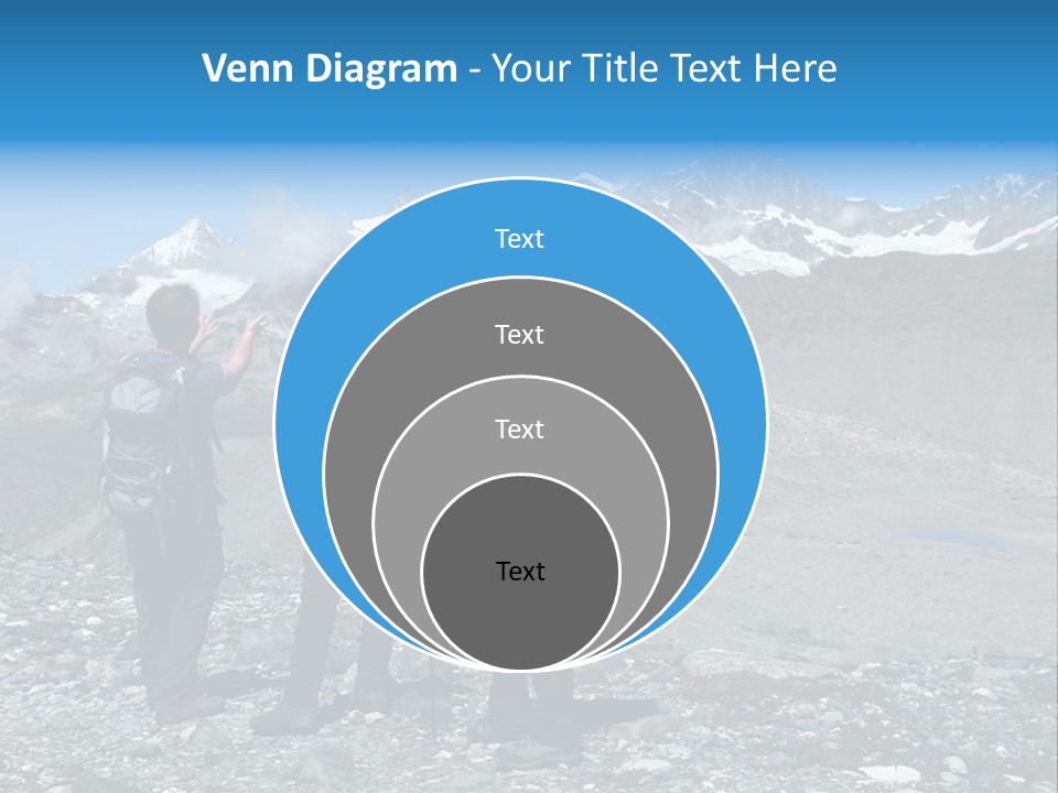 Group Of Hikers Enjoying Beautiful Landscape Of Swiss Alps PowerPoint Template
