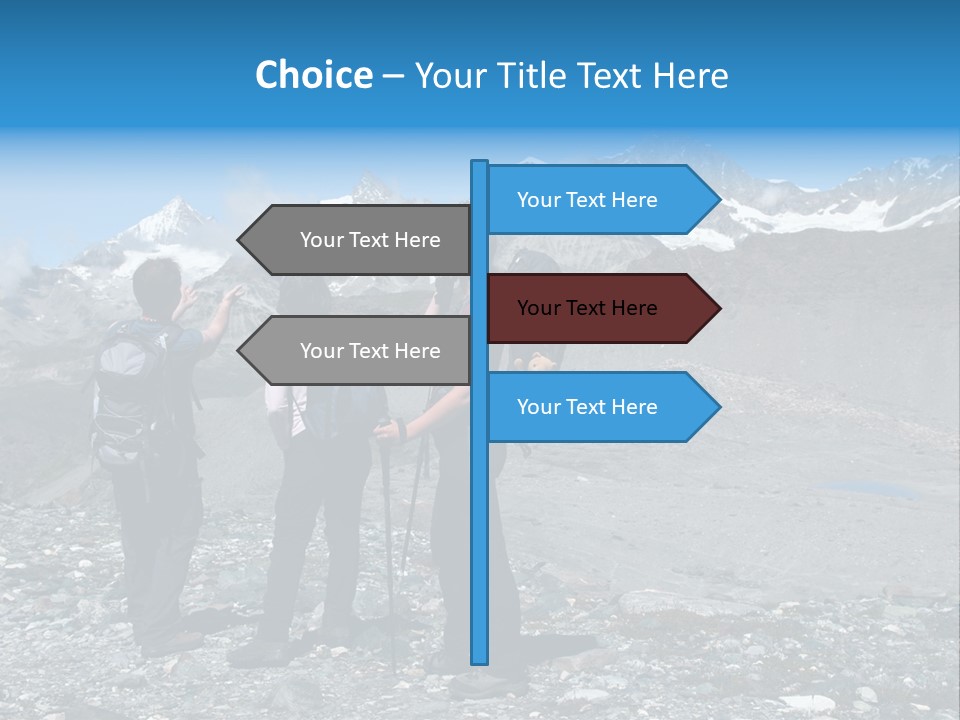 Group Of Hikers Enjoying Beautiful Landscape Of Swiss Alps PowerPoint Template