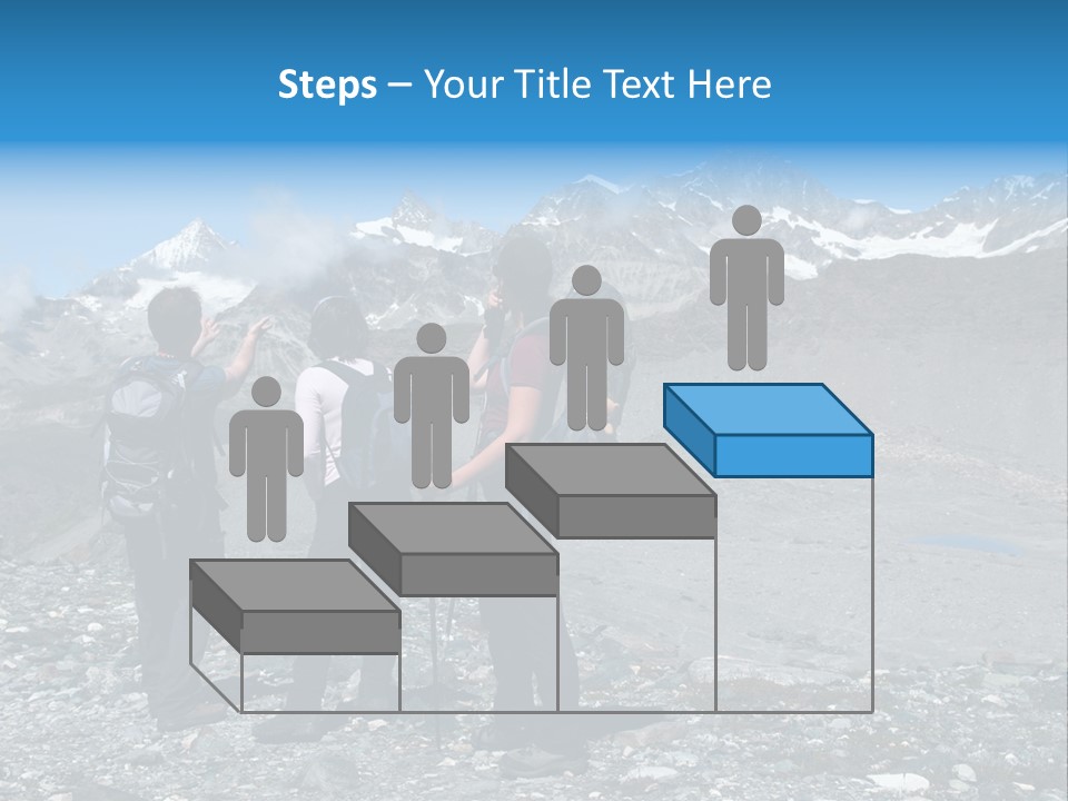 Group Of Hikers Enjoying Beautiful Landscape Of Swiss Alps PowerPoint Template