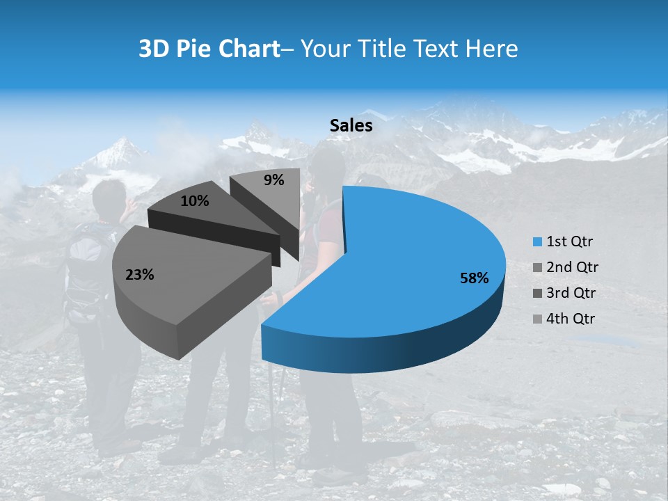 Group Of Hikers Enjoying Beautiful Landscape Of Swiss Alps PowerPoint Template