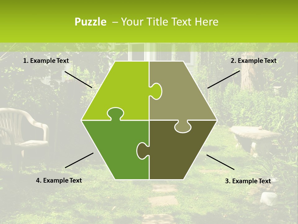 Path Of Steeping Stones Leading To A House In Lush Green Garden PowerPoint Template