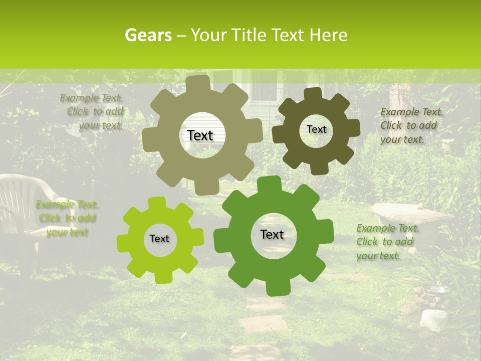 Path Of Steeping Stones Leading To A House In Lush Green Garden PowerPoint Template