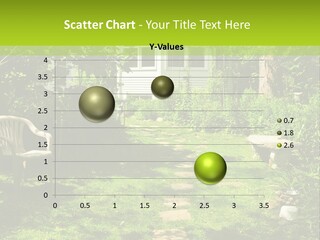 Path Of Steeping Stones Leading To A House In Lush Green Garden PowerPoint Template