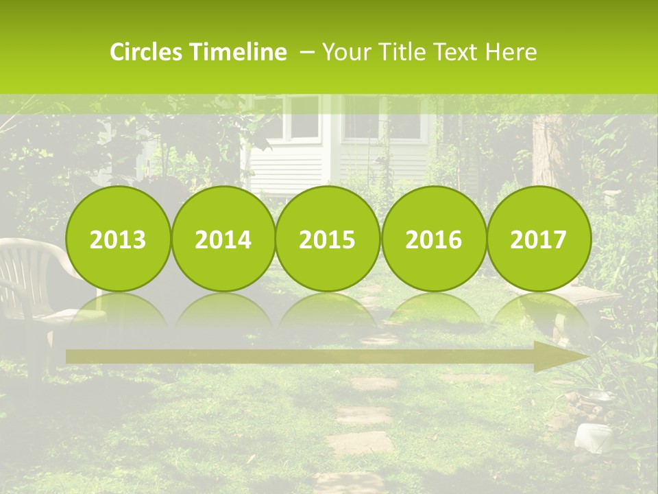 Path Of Steeping Stones Leading To A House In Lush Green Garden PowerPoint Template