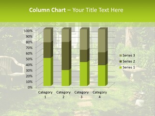 Path Of Steeping Stones Leading To A House In Lush Green Garden PowerPoint Template