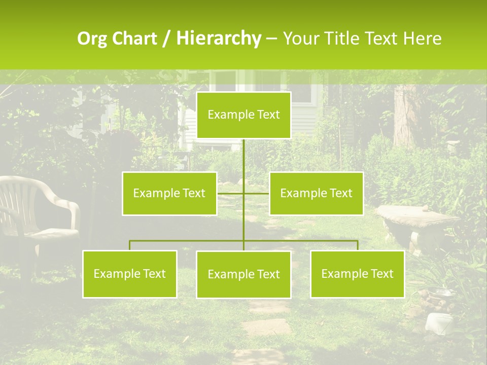 Path Of Steeping Stones Leading To A House In Lush Green Garden PowerPoint Template