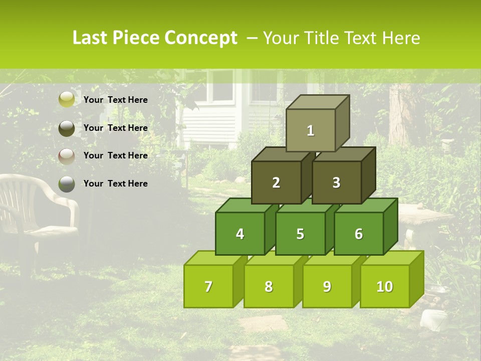 Path Of Steeping Stones Leading To A House In Lush Green Garden PowerPoint Template