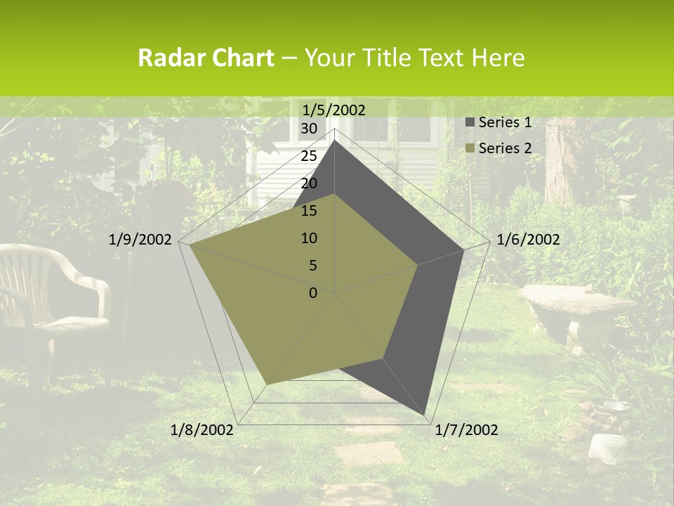 Path Of Steeping Stones Leading To A House In Lush Green Garden PowerPoint Template