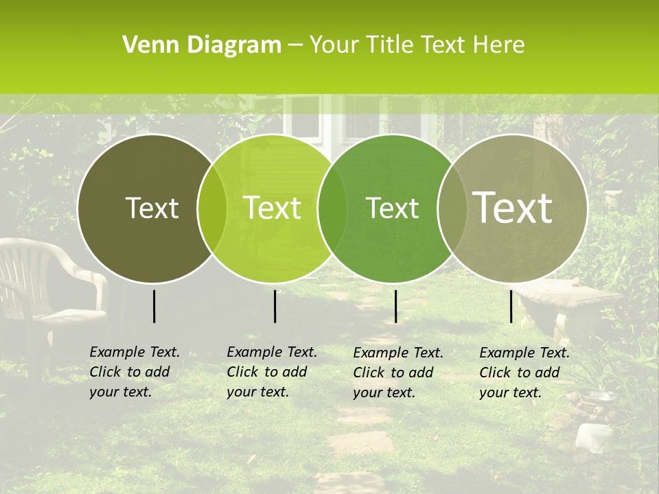 Path Of Steeping Stones Leading To A House In Lush Green Garden PowerPoint Template
